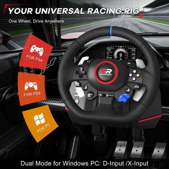 Wentinkmo - Gaming stuurwiel - Realistische besturing - Compatibel PS5