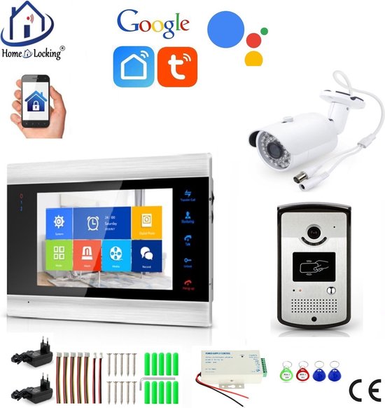 WIFI buiten videofoon met binnen scherm en buiten camera en kan werken met spraakgestuurde apps. T-2102VC van Elro