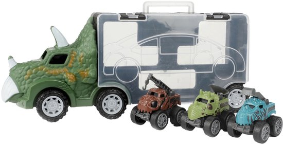 World of Dinosaurs Dinotruck met 3 Pull-back Auto's van Toi-Toys.