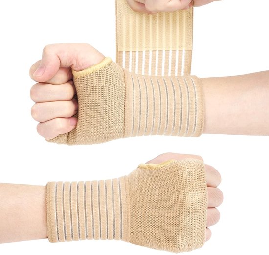 Wrist Support Brace, 2-pack Elastische Polsbrace Pols Spalk brace met riem, Adjustable Wrist Strap Polssteun Ademende Spalk, Polsspalk Zonder Metalen Staven Geweldig voor Verstuikingen, Verwondingen, Pijnverlichting of Sportgebruik