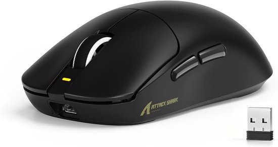 X ATTACK SHARK X8SE Draadloze Gamingmuis-Zwart | 55g Ultralichte,Tot 25000DPI,PAW3311 Sensor,Tri-Mode BT/2.4G/USB-C,80 Miljoen Klikken,40G Versnelling,500mAh,Web-driver