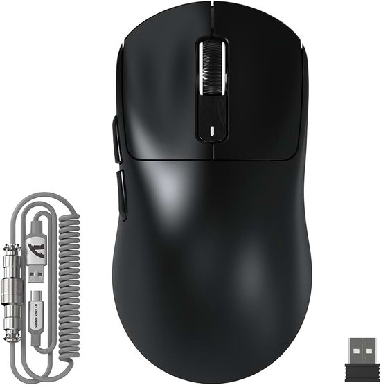 X3MAX 49g SUPERLIGHT Muis, PixArt PAW3950 Sensor, Tot 420000 DPI, BT/2.4G Draadloze/Bekabelde Gaming Muis met Gekrulde Kabel, 100M Klikken Microswitches, voor PC/Xbox/PS5/Mac