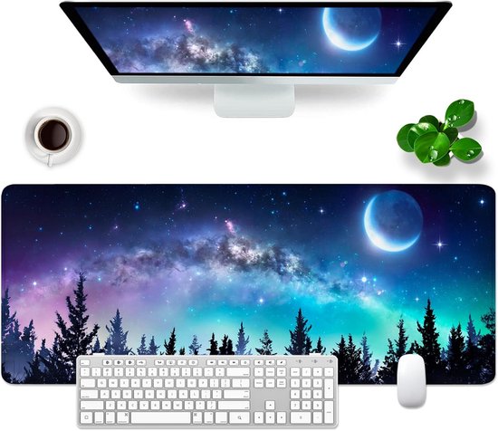 XL Gaming Muismat en Bureauonderlegger 80x30cm - Snelheid en Controle - Sterrenhemel Design van Merkloos