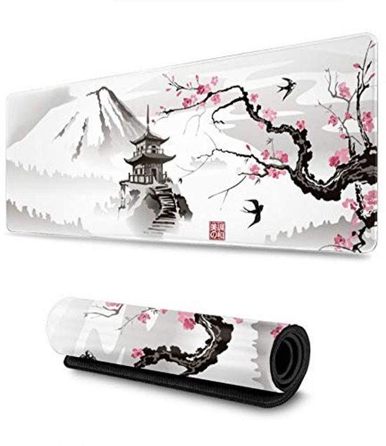 XL Gaming Muismat met Japanse Kersenbloesem - 80 x 30 cm Antislip Bureaumat van Merkloos