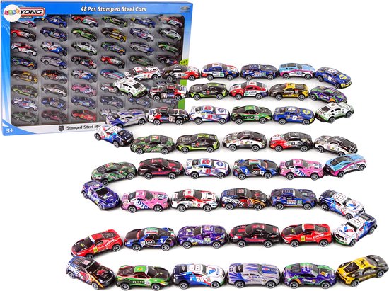 XXL 48-delige metalen auto set met pull back functie - Auto speelgoed voor jongens en meisjes - WRC rally auto's - Schaal 1:87 van Merkloos