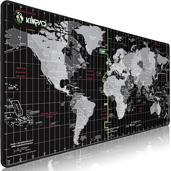 XXL Gaming-muismat - Wereldkaart - Snelheid & Controle - 900 x 400 x 4 mm - Waterdicht en Antislip van Seizo Products