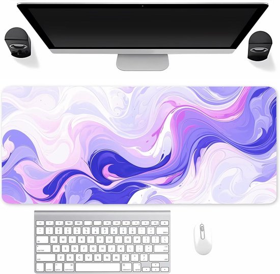 XXL Gaming Muismat Wit Roze Paars Antislip Bureaumat Wasbaar van Merkloos