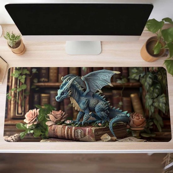 XXL Muismat - Bureaumat Tafelpad - Gaming Kantoorwerk - Verbeterde Precisie Snelheid - 90x40cm - Draak van Merkloos