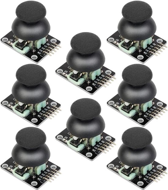 XY Joystick Module - Gamecontroller Sensor - Doe-het-zelf Projecten - Dubbele As Analoog Digitaal - 8 stuks - Zwart van Merkloos