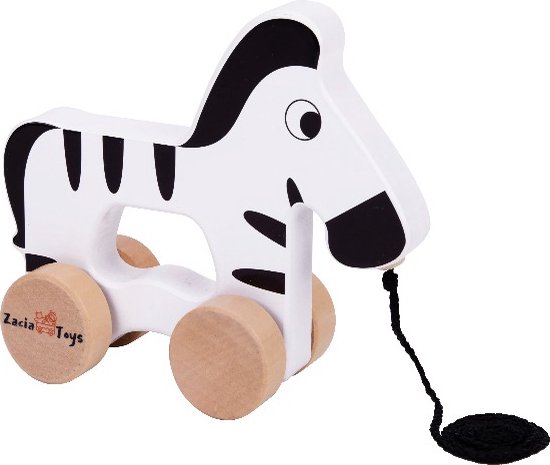 ZaciaToys - Houten Trekfiguur Zebra - FSC® van ZaciaToys